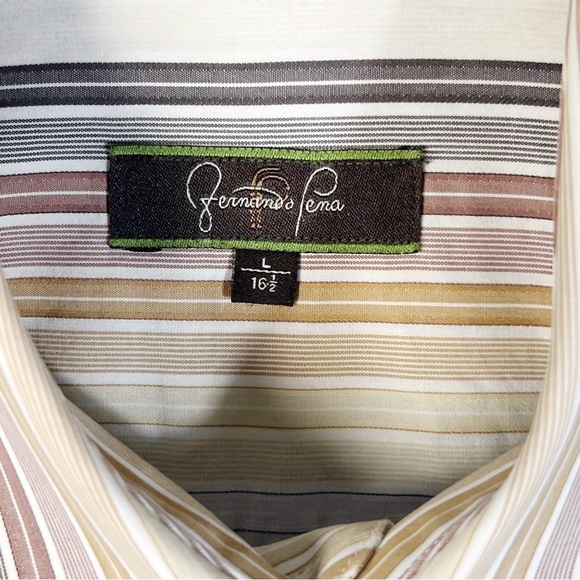 FERNANDO PENA Men's Size Large Button Down Shirt Cotton Stripped - Picture 3 of 5